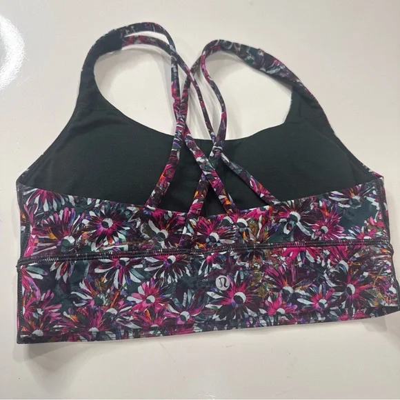 Lululemon Energy Sports Bra Women's 8 Floral Crossback Cup Pads A020126 - Picture 2 of 4
